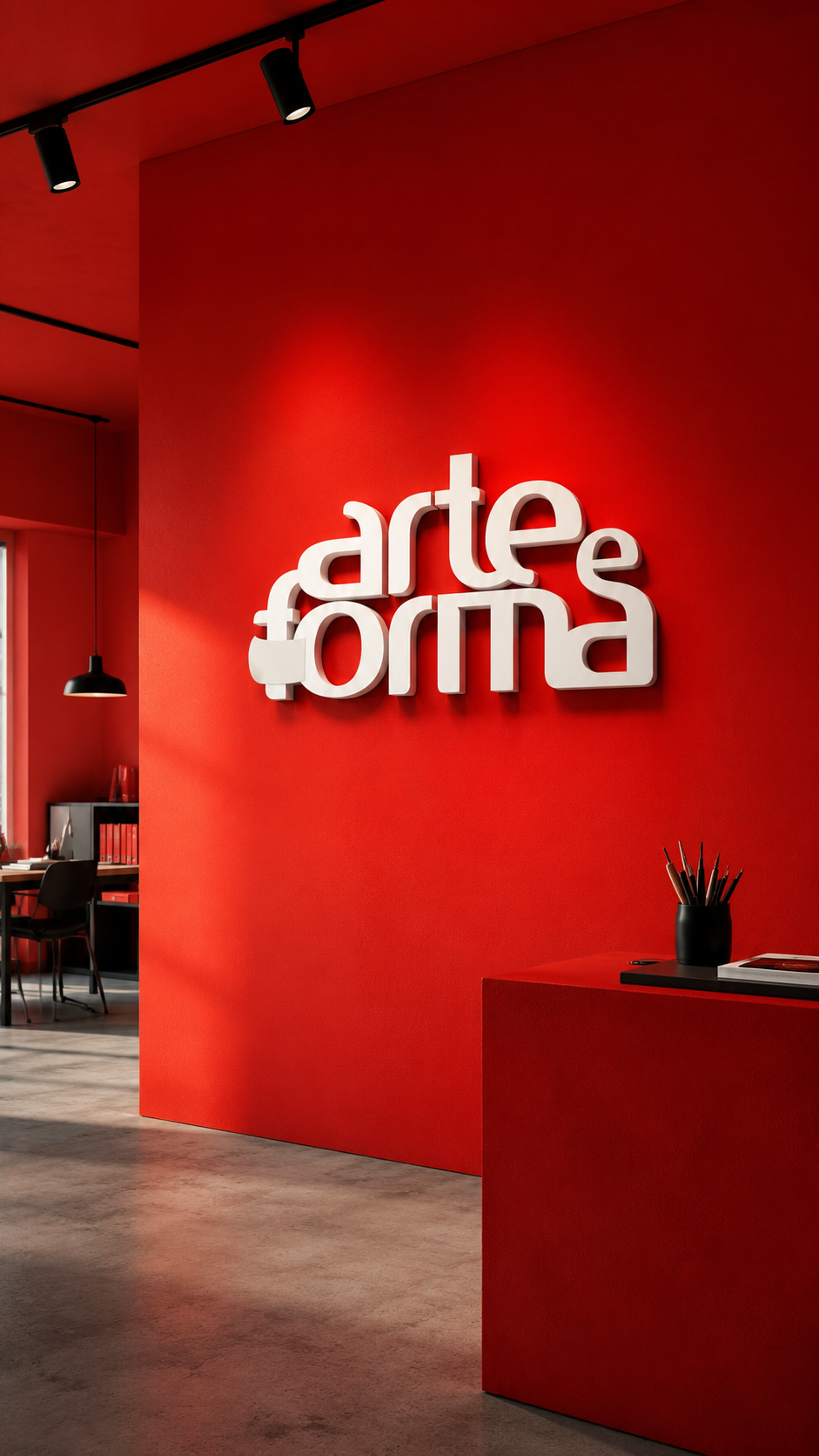 Identidade visual Artes Forma em ambiente interno