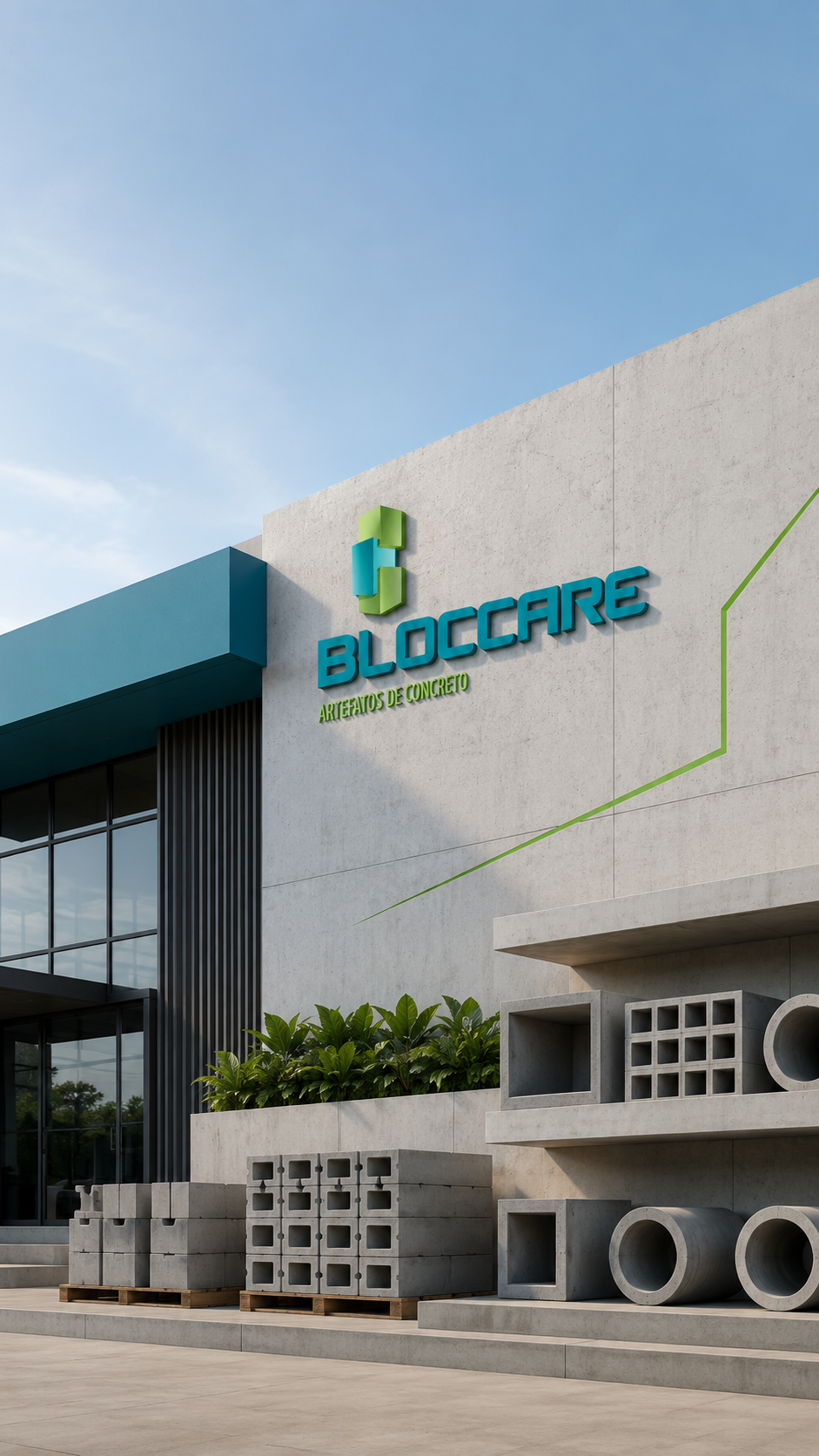 Fachada da marca Bloccare Artefatos de Concreto