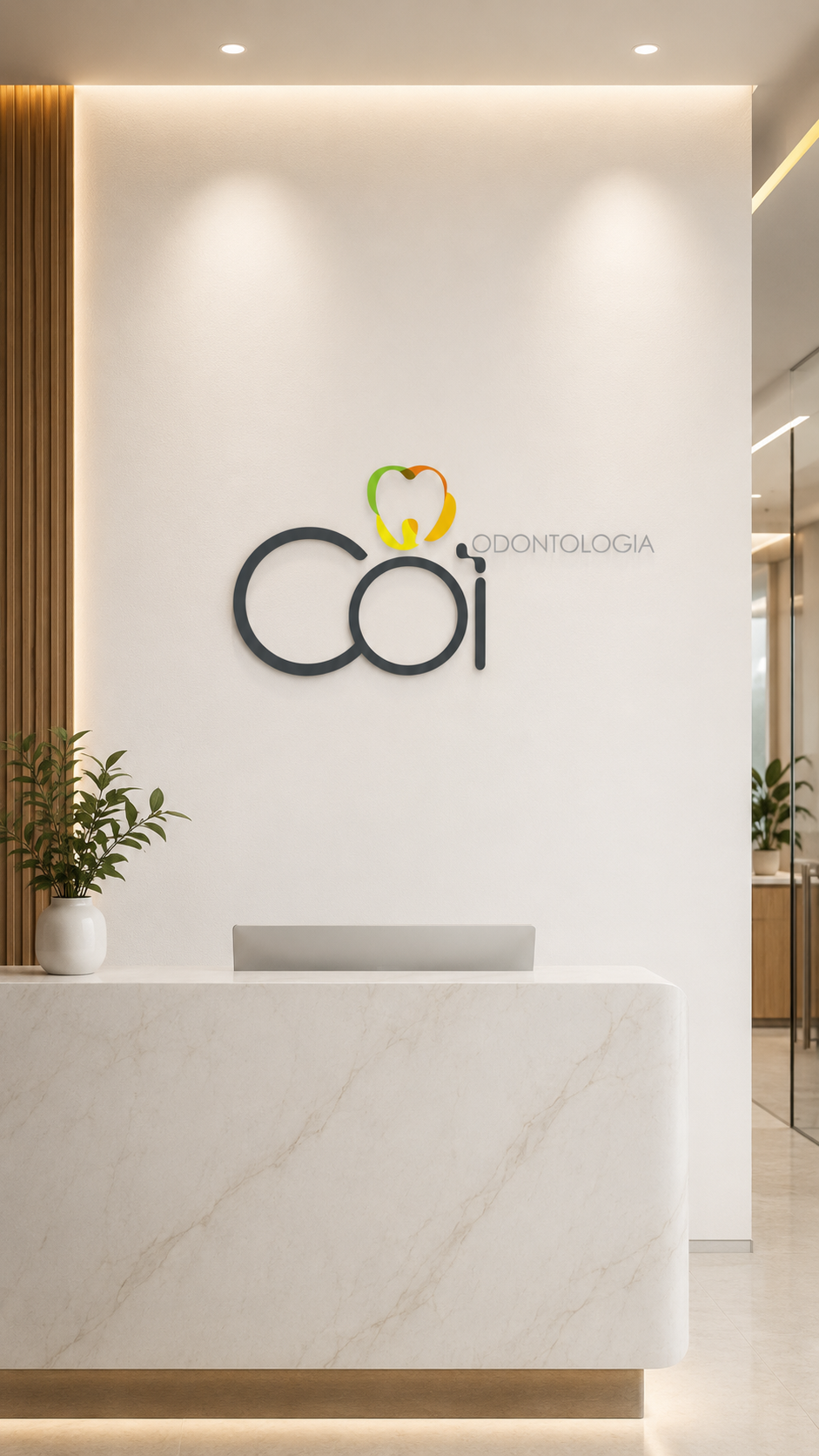 Recepção com identidade visual para clínica odontológica