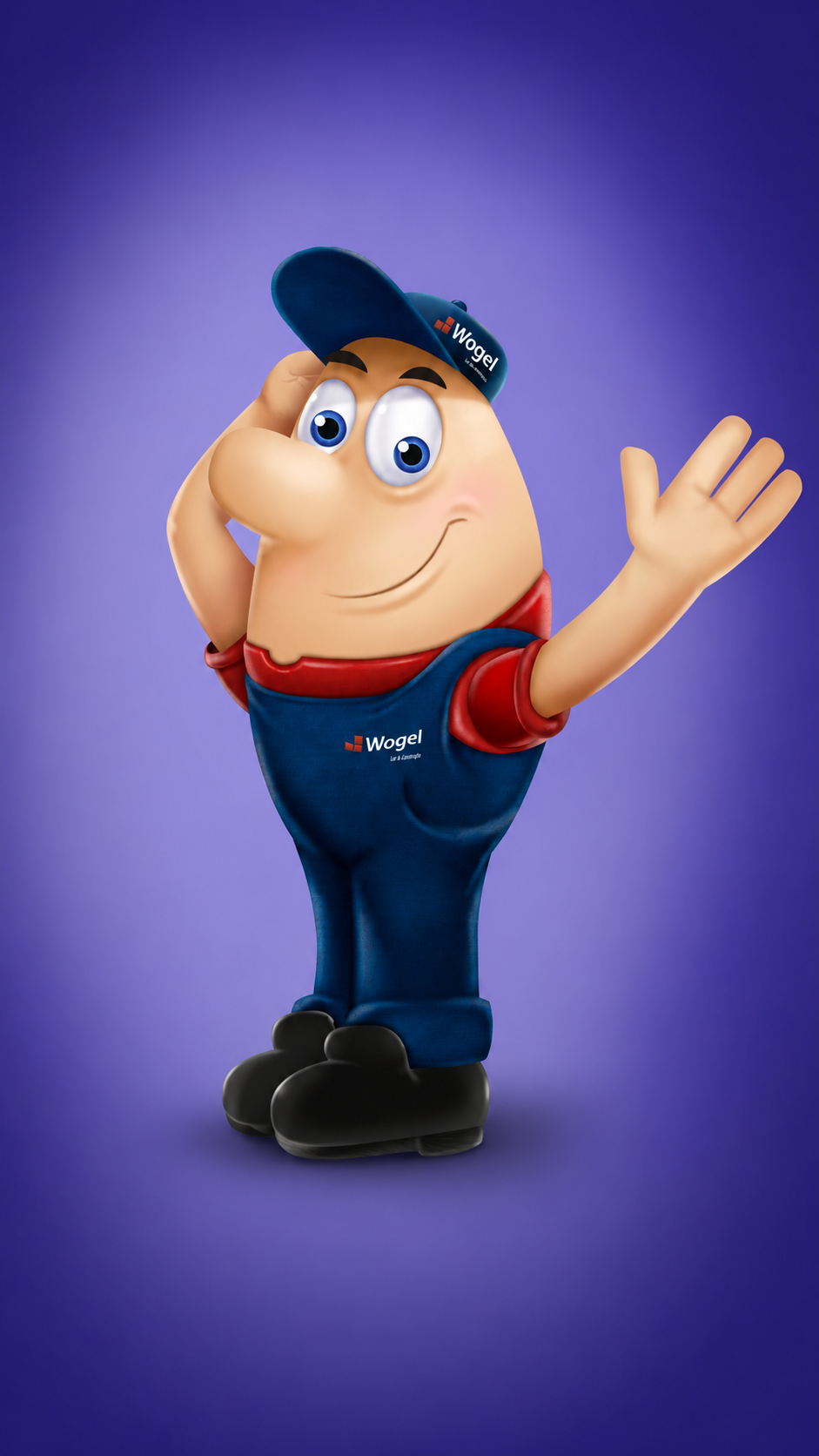 Mascote ilustrado desenvolvido para a marca Wogel