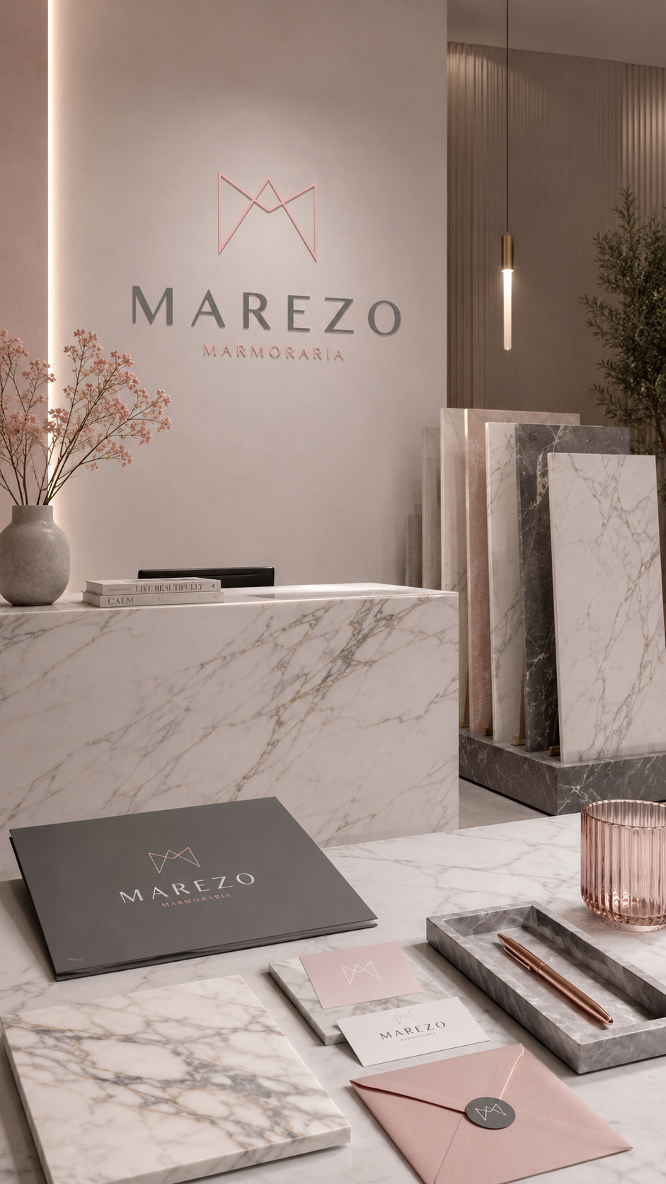 Papelaria institucional da Marezo Marmoraria