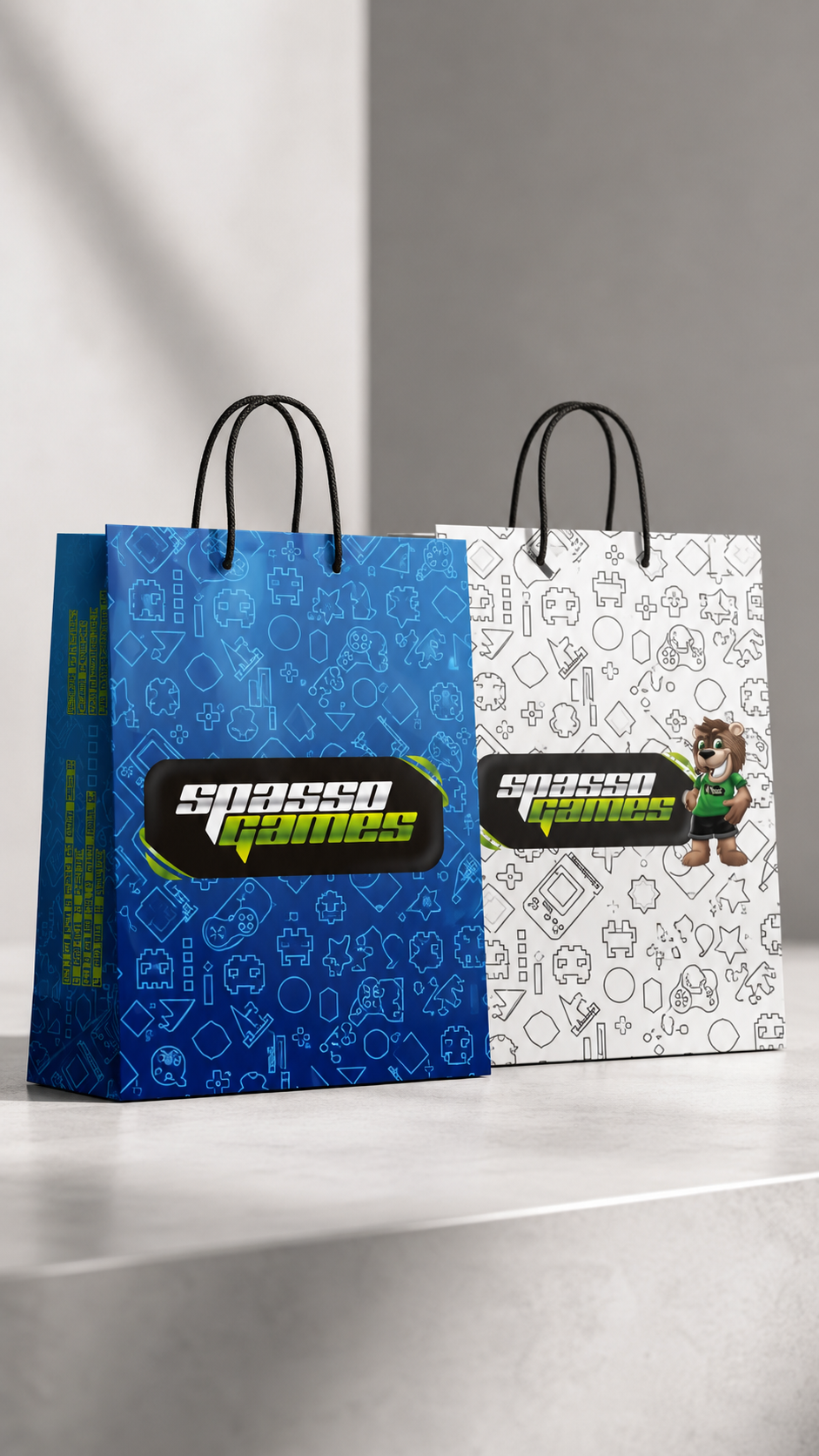 Sacolas impressas da Espaço Games
