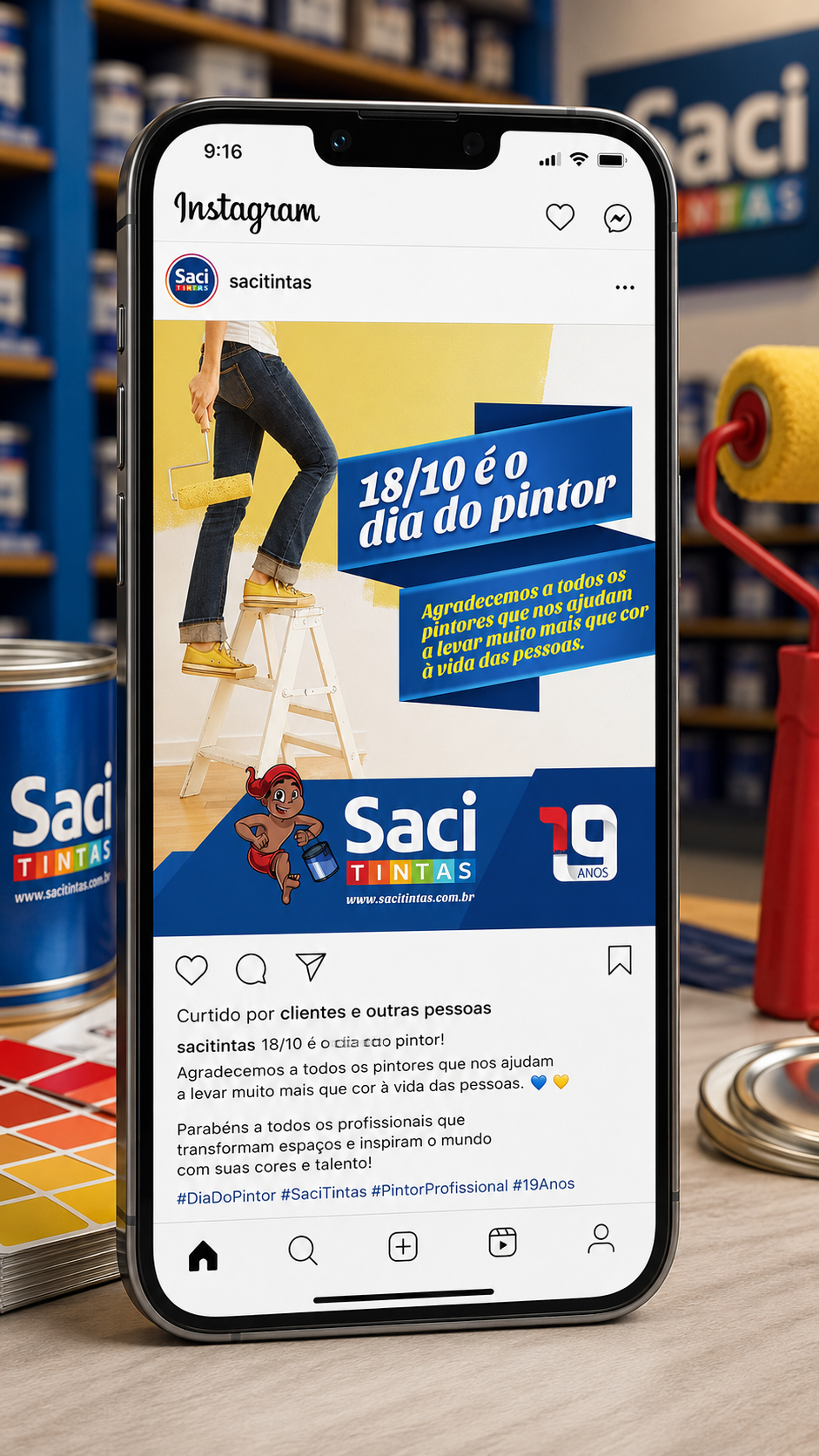 Post de Dia do Pintor da Saci Tintas